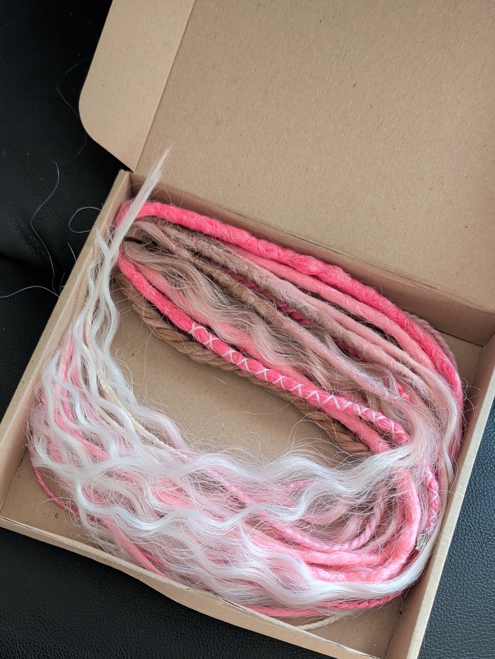 Blonde, Pink & White 10 DE Synthetic Dreadlock Extensions
